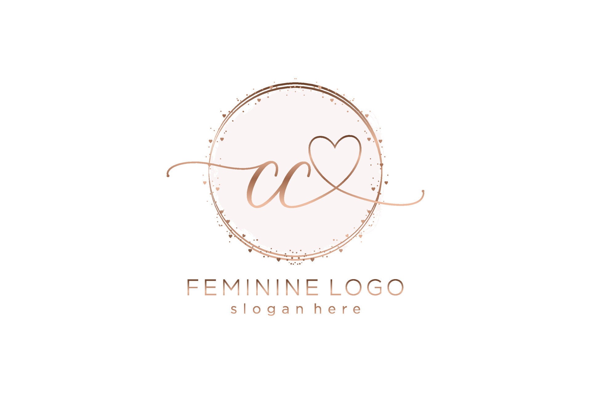 Initial CC handwriting logo with circle template vector logo of initial