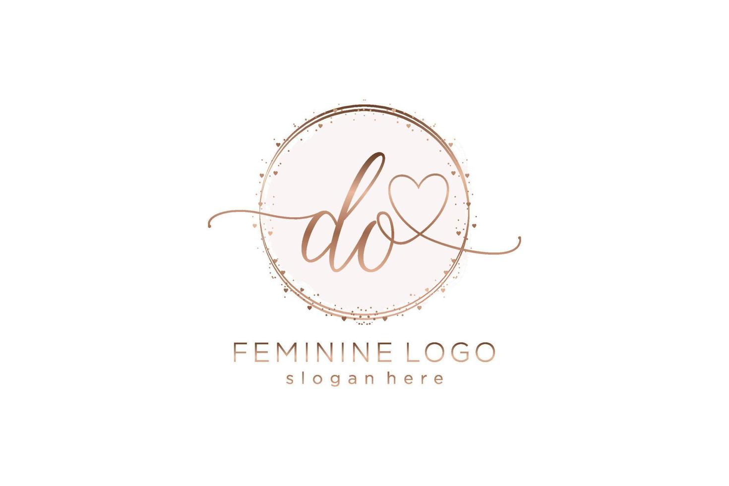 Initial DO handwriting logo with circle template vector logo of initial wedding, fashion, floral and botanical with creative template.