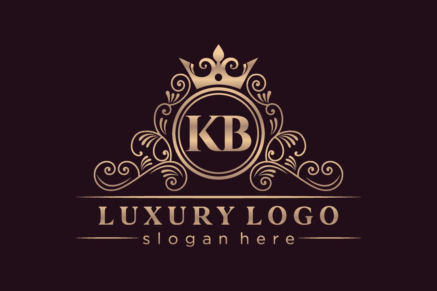 KB Initial Letter Gold calligraphic feminine floral hand drawn heraldic monogram antique vintage style luxury logo design Premium Vector