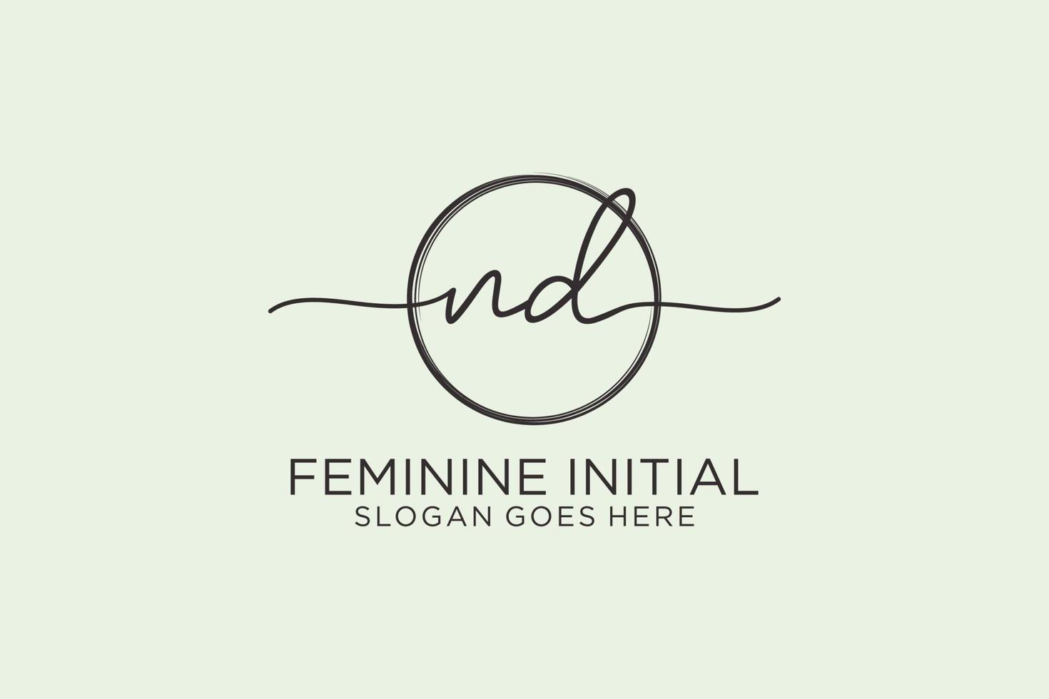 Initial ND handwriting logo with circle template vector logo of initial signature, wedding, fashion, floral and botanical with creative template.