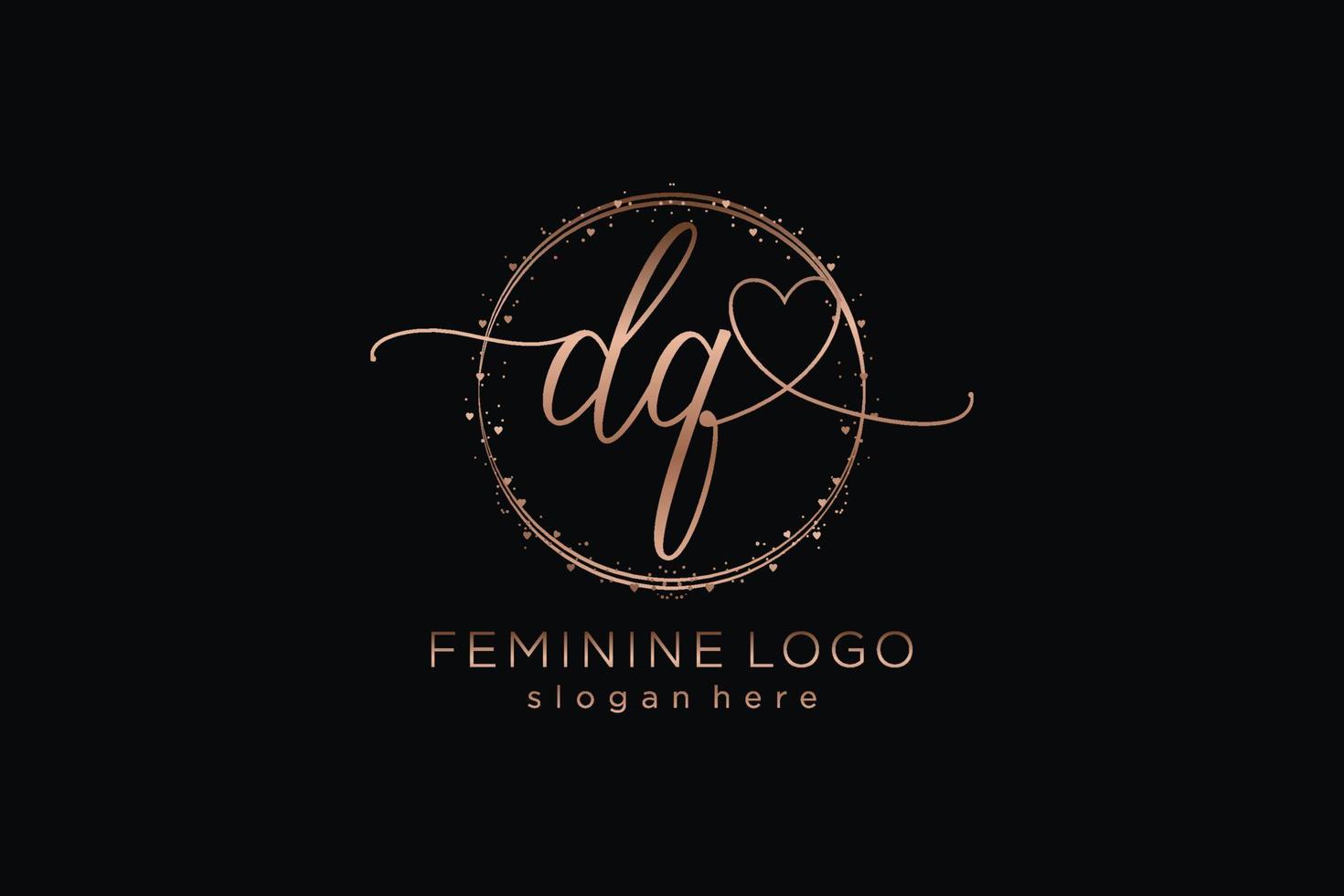 Initial DQ handwriting logo with circle template vector logo of initial wedding, fashion, floral and botanical with creative template.