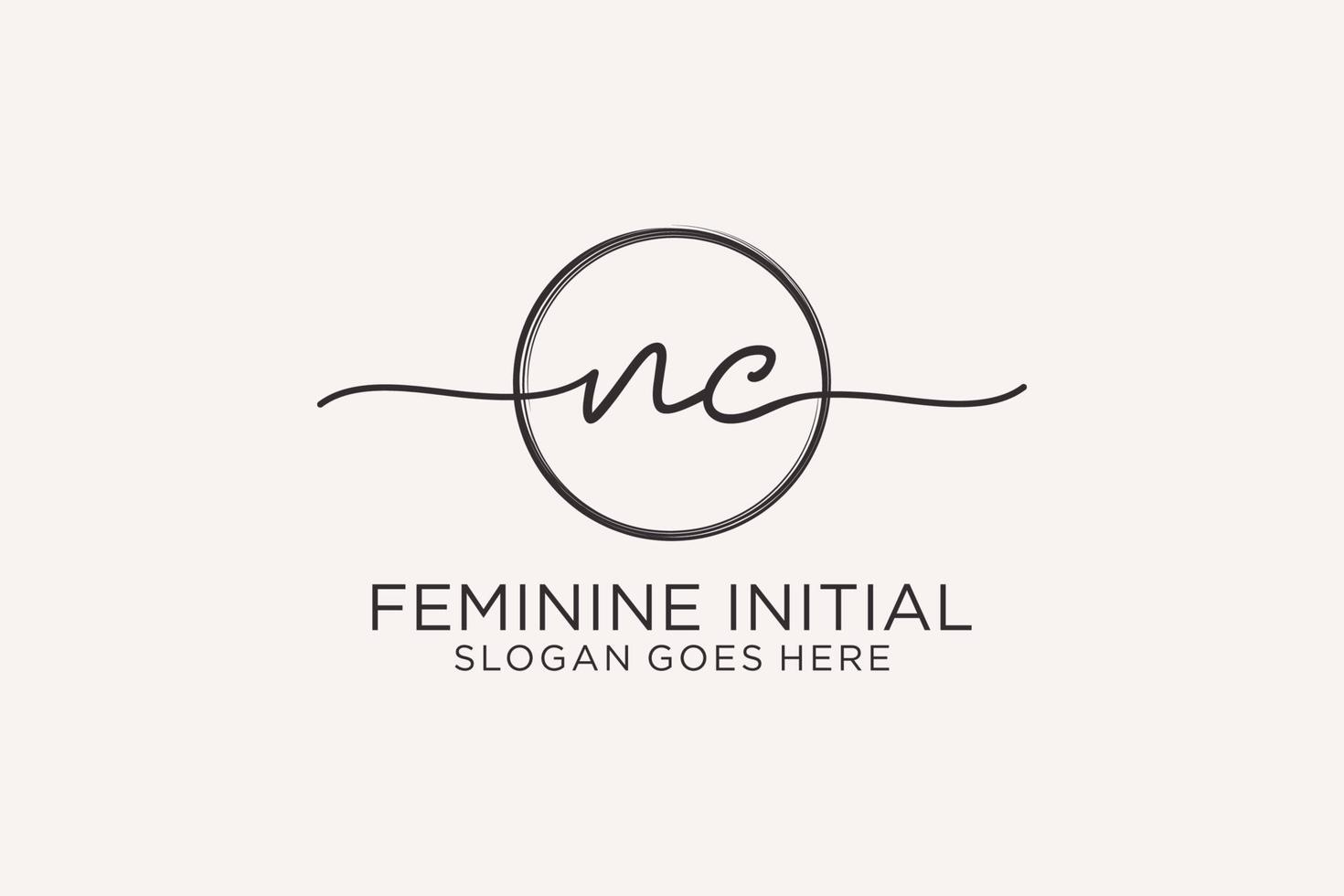 Initial NC handwriting logo with circle template vector logo of initial signature, wedding, fashion, floral and botanical with creative template.