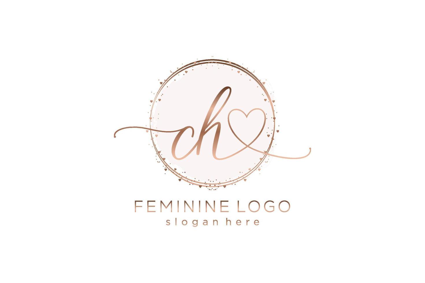 logotipo inicial de escritura a mano ch con plantilla de círculo logotipo vectorial de boda inicial, moda, floral y botánica con plantilla creativa. vector