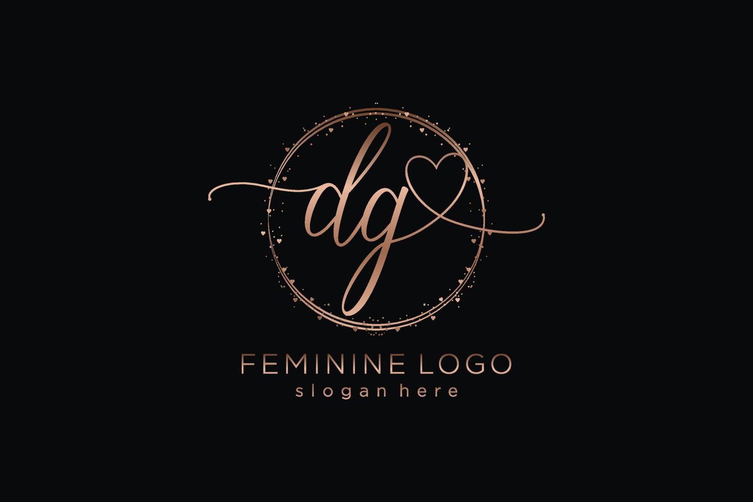 logotipo inicial de escritura a mano dg con plantilla de círculo logotipo vectorial de boda inicial, moda, floral y botánica con plantilla creativa. vector