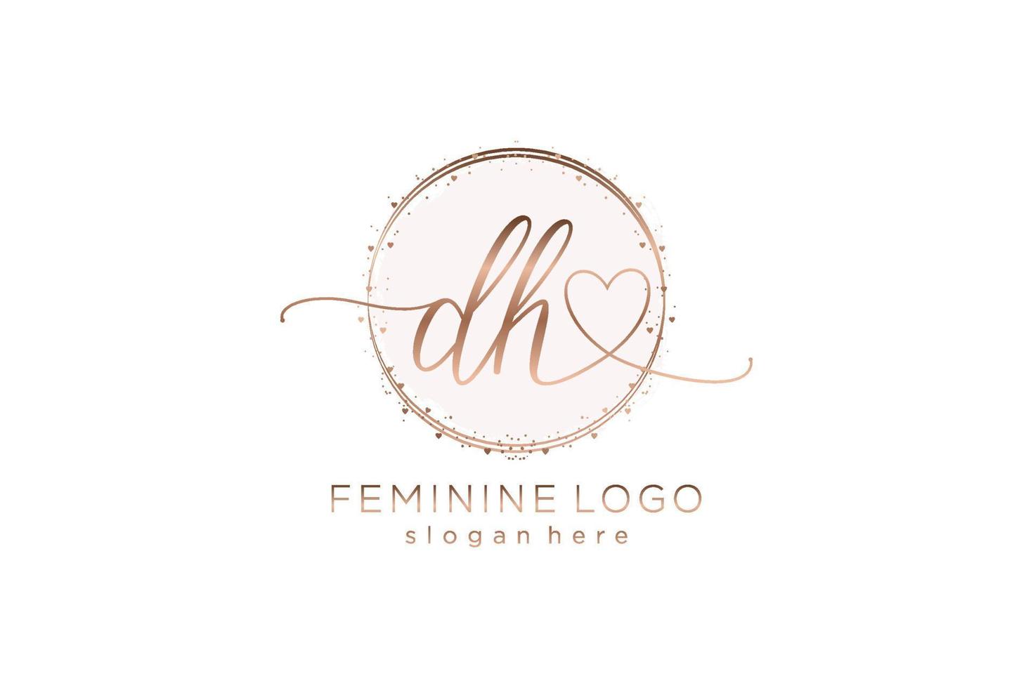 Initial DH handwriting logo with circle template vector logo of initial wedding, fashion, floral and botanical with creative template.