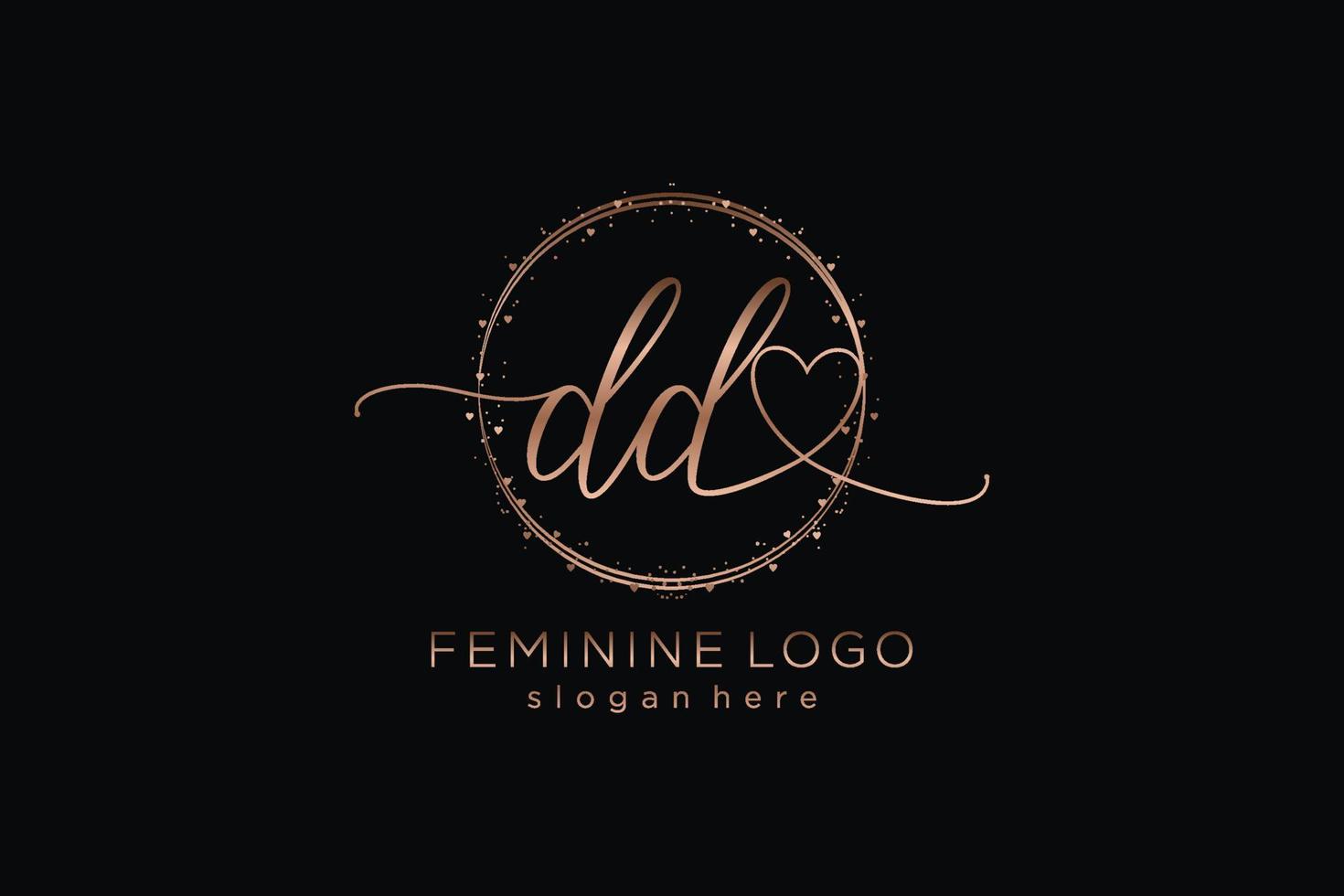 Initial DD handwriting logo with circle template vector logo of initial wedding, fashion, floral and botanical with creative template.
