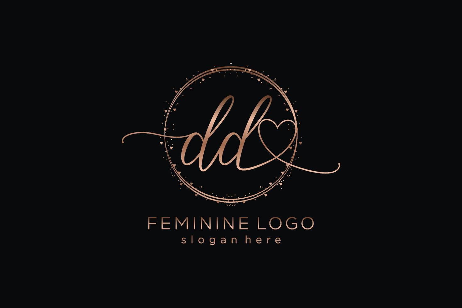 Initial DD handwriting logo with circle template vector logo of initial wedding, fashion, floral and botanical with creative template.