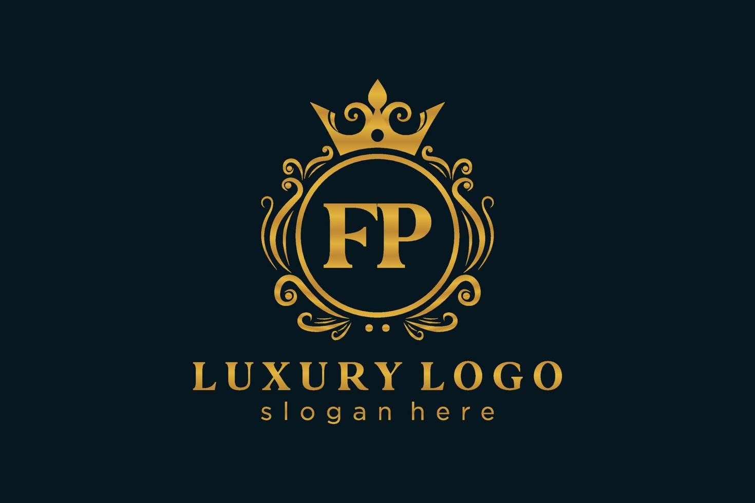 Initial FP Letter Royal Luxury Logo template in vector art for Restaurant, Royalty, Boutique, Cafe, Hotel, Heraldic, Jewelry, Fashion and other vector illustration.