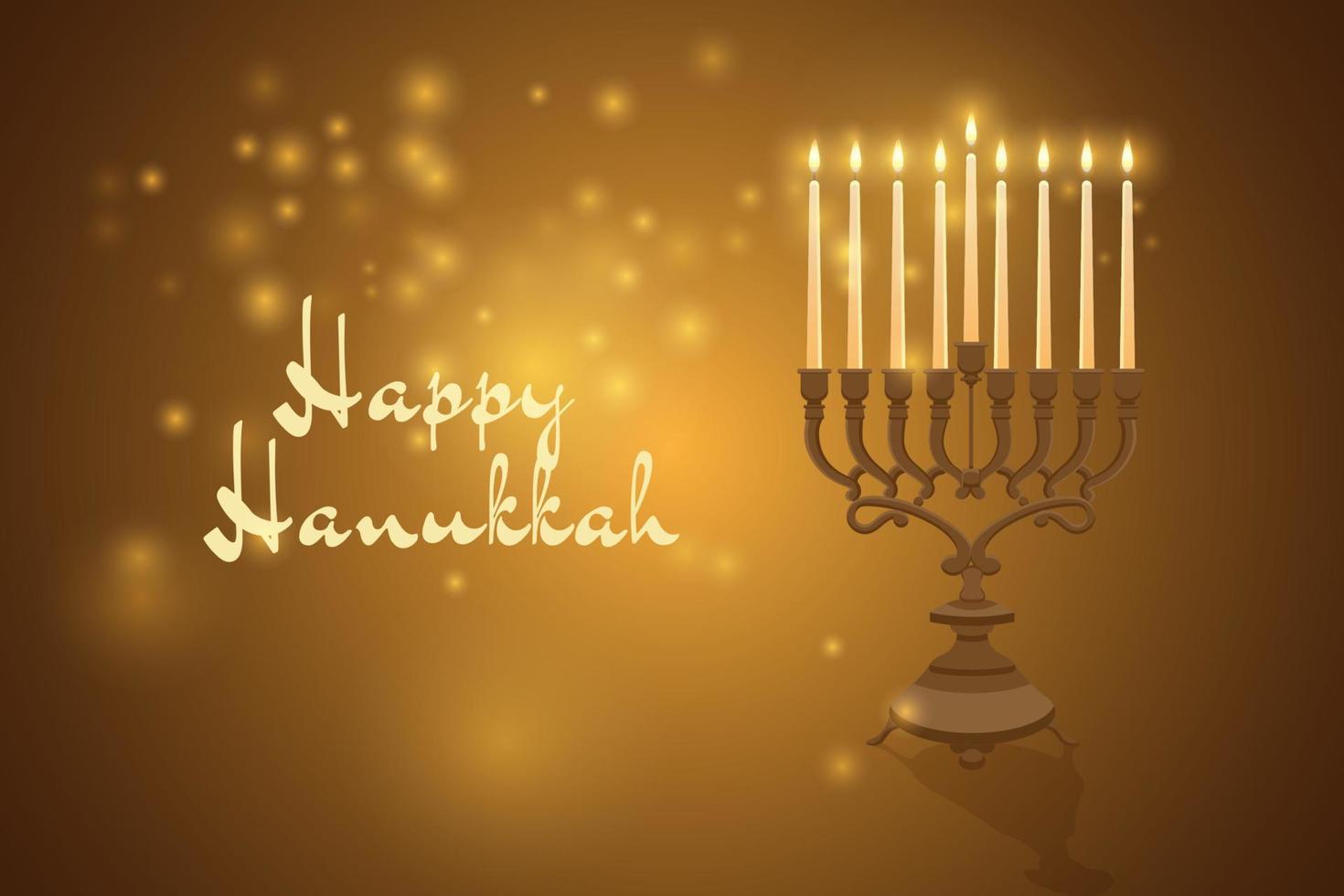 Happy Hanukkah. Candlestick with nine candles. vector