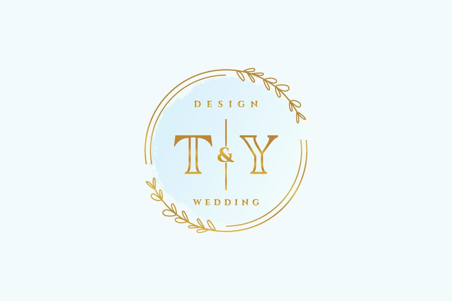 monograma de belleza ty inicial y diseño de logotipo elegante logotipo de escritura a mano de firma inicial, boda, moda, floral y botánica con plantilla creativa. vector