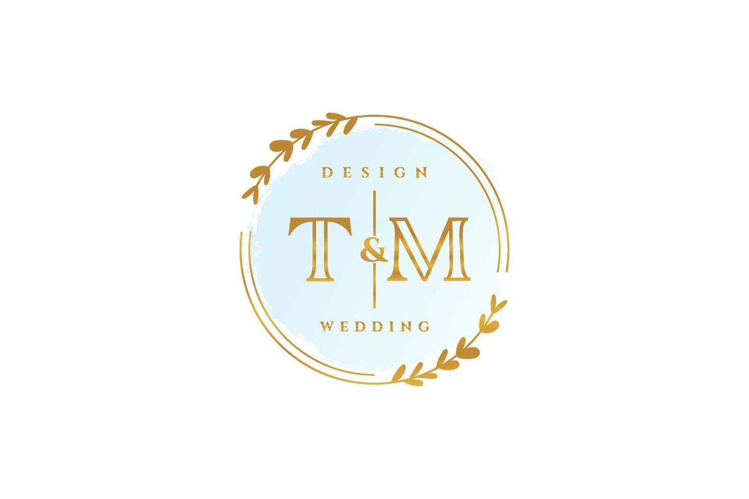 Initial TM beauty monogram and elegant logo design handwriting logo of initial signature, wedding, fashion, floral and botanical with creative template. vector