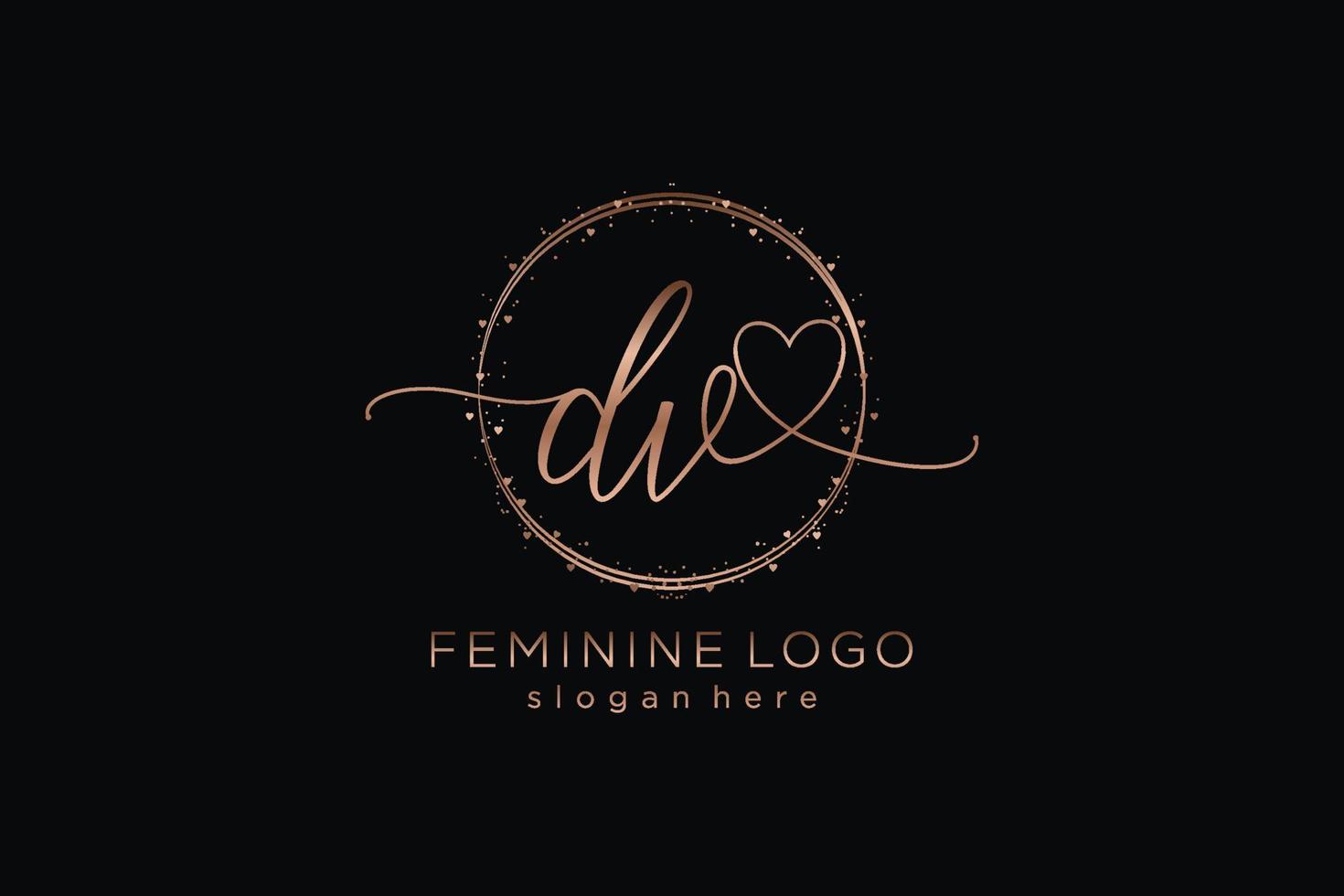 Initial DV handwriting logo with circle template vector logo of initial wedding, fashion, floral and botanical with creative template.