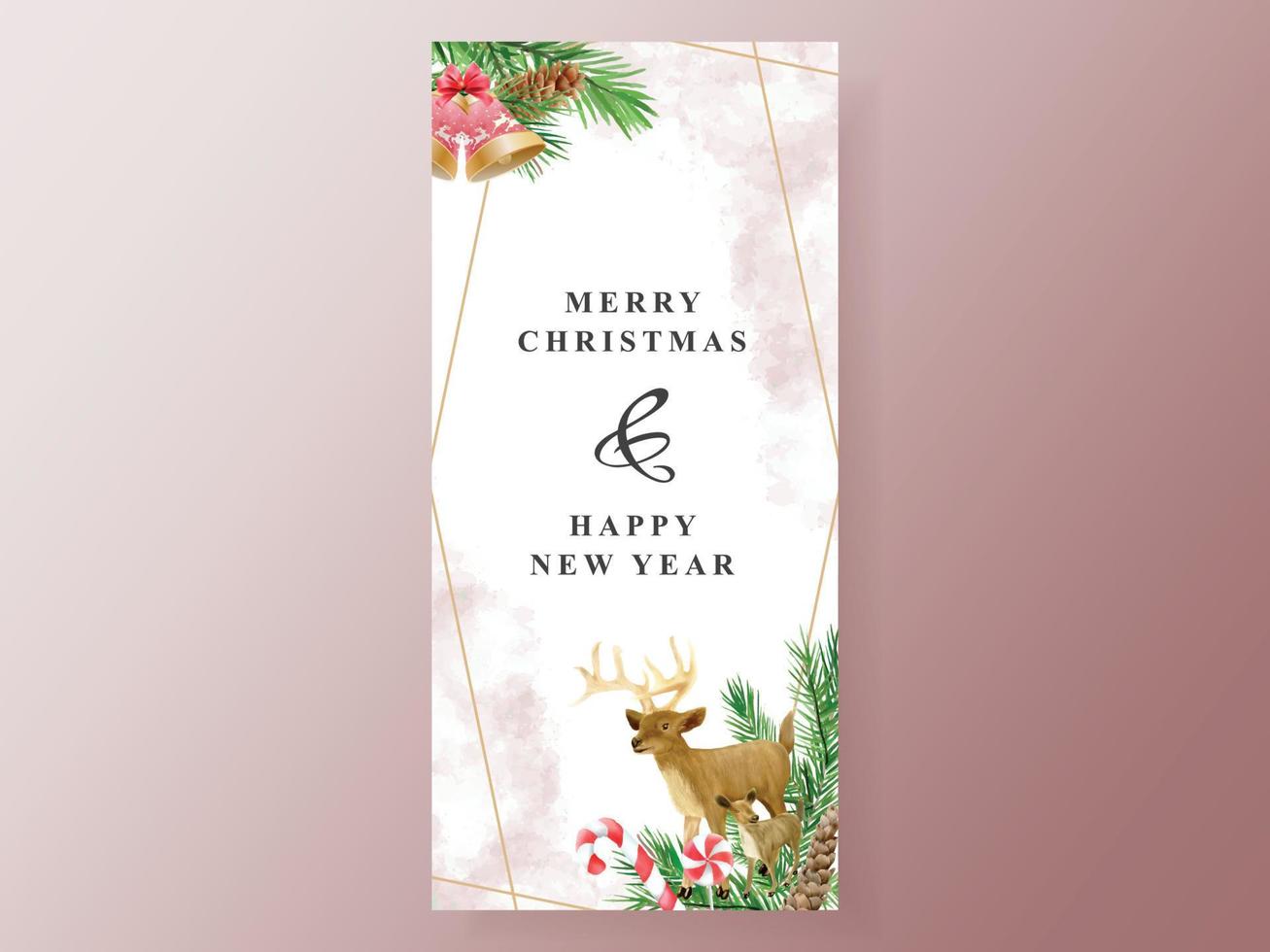 postcard with illustration of animal and christmas element vector