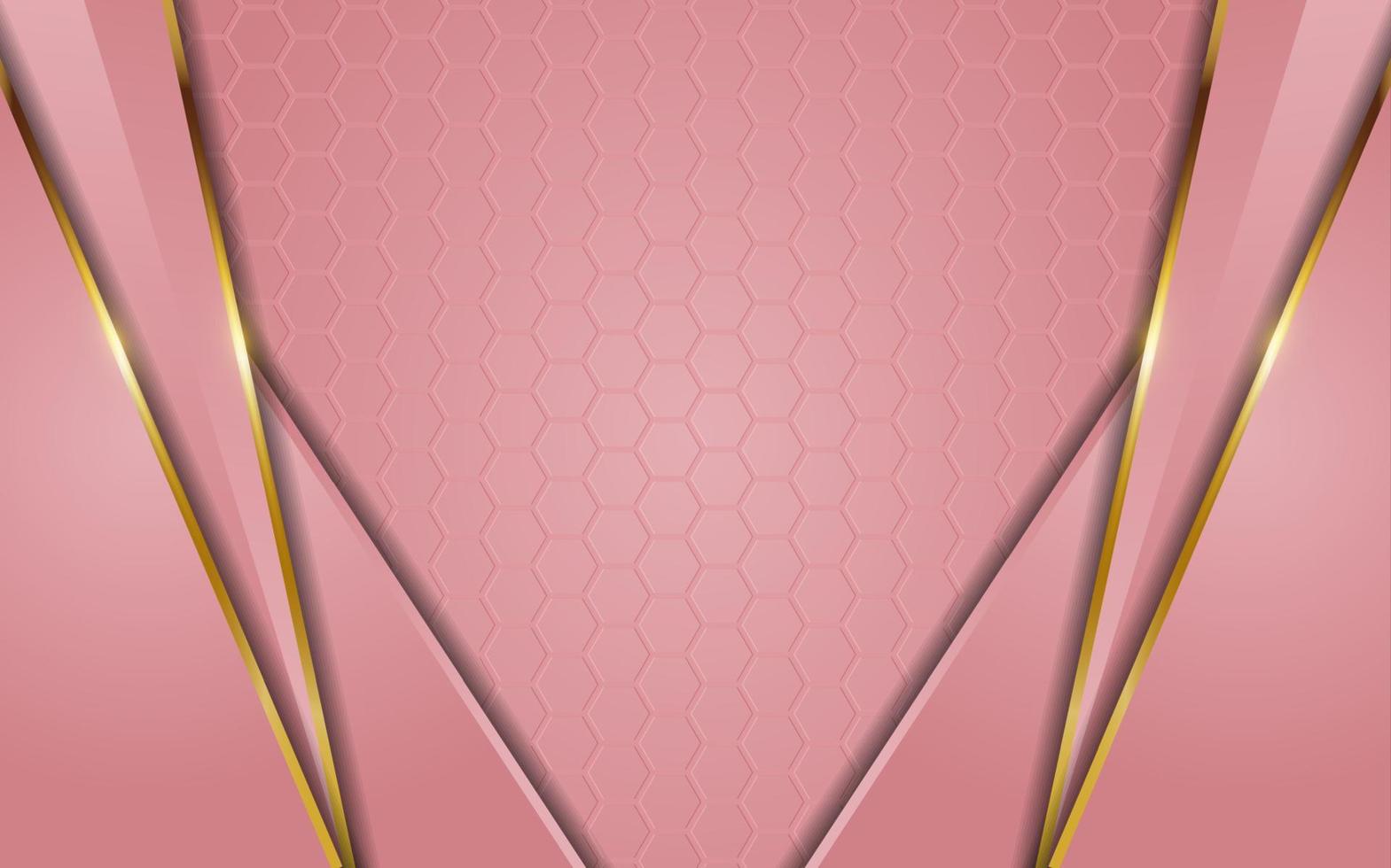 fondo rosa abstracto con línea dorada vector