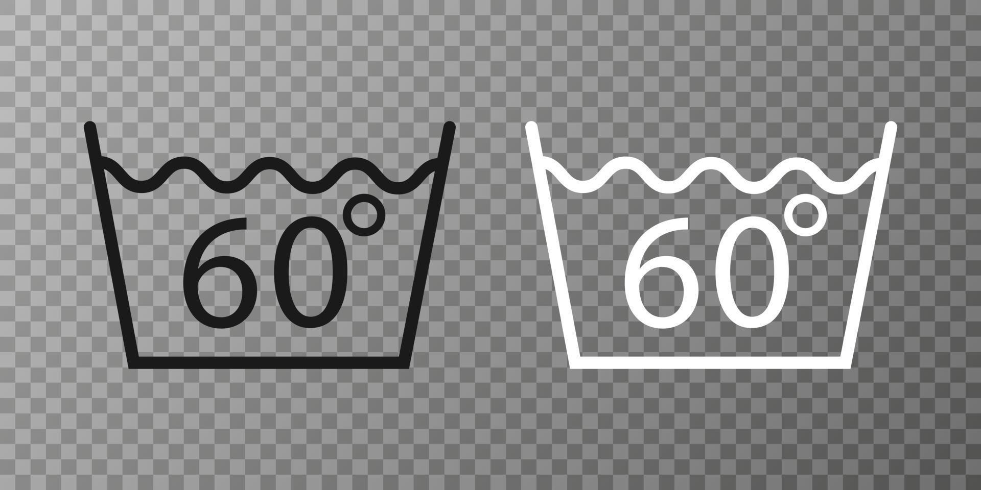 Machine wash hot 60, washing icon. Vector illustration, flat design