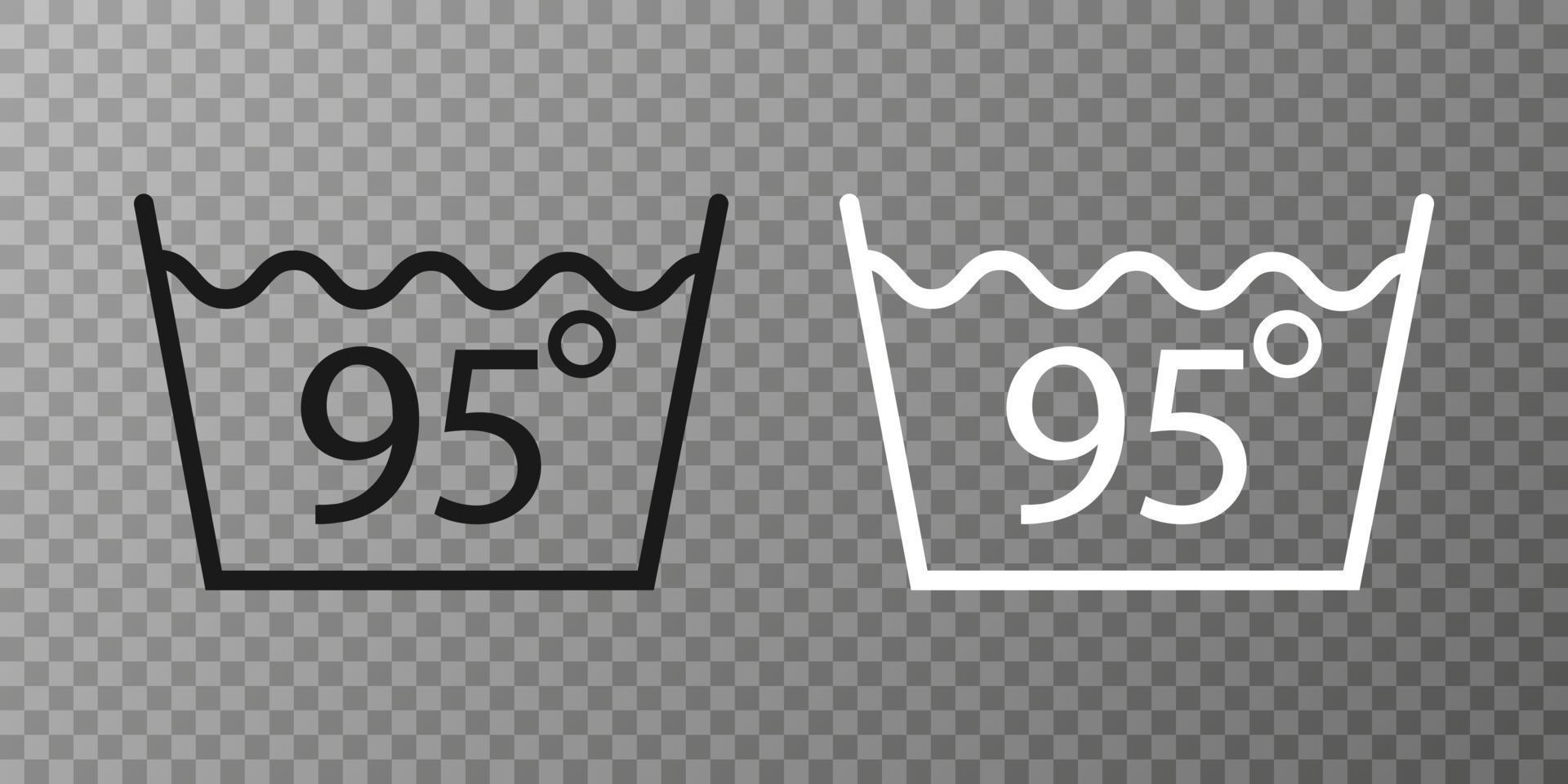 Machine wash hot 95, washing icon. Vector illustration, flat design