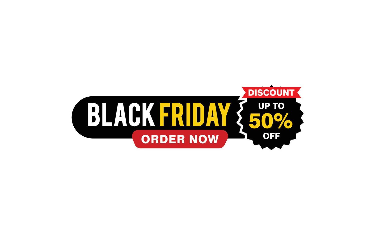 50 Percent discount black friday offer, clearance, promotion banner layout with sticker style. vector