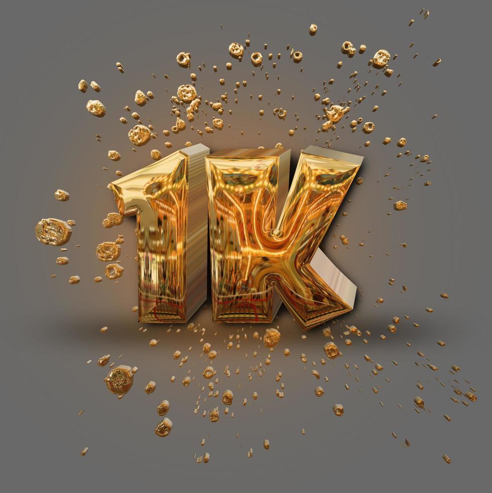 3d illustration 1k gold number photo