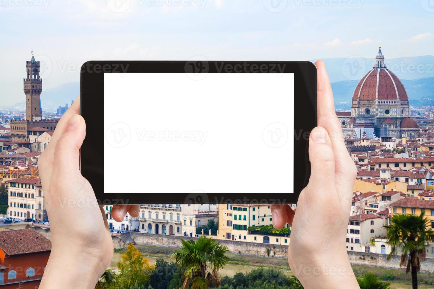 tourist photographs Florence evening skyline photo