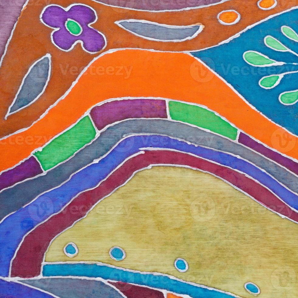 cold batik ornament on silk photo