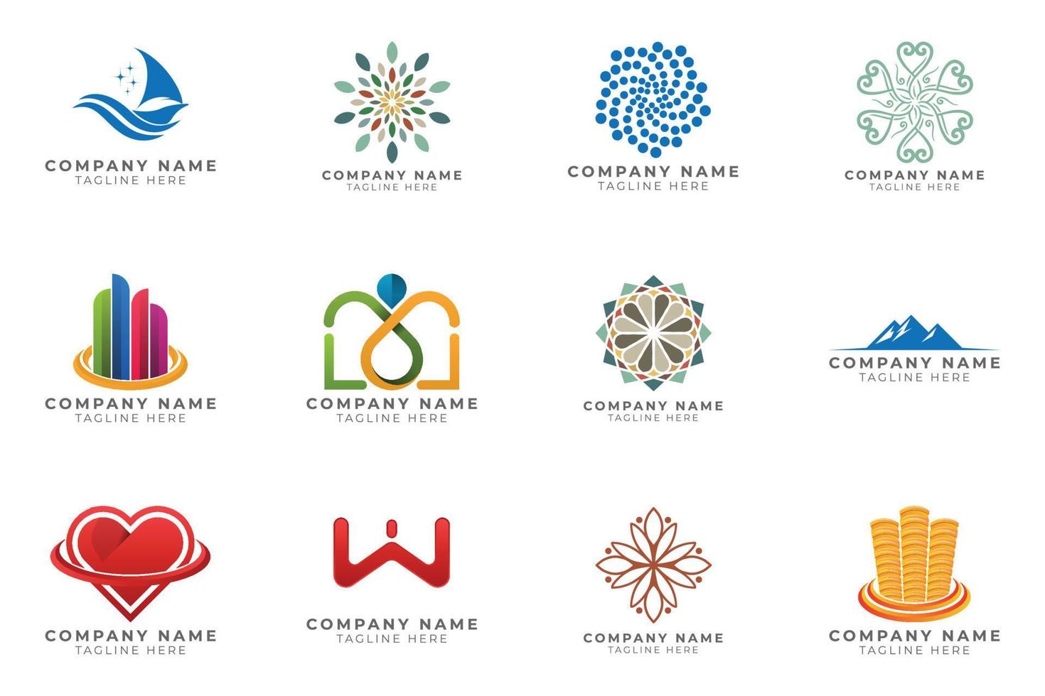 Logo set modern and creative branding idea collection for business company. vector