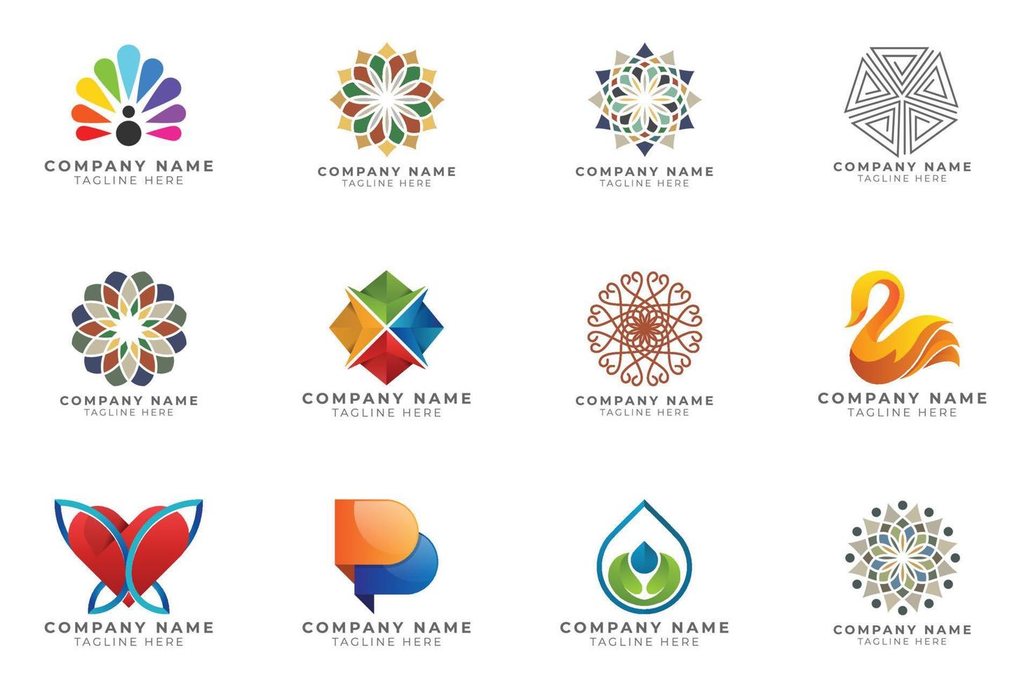 Logo set modern and creative branding idea collection for business company. vector