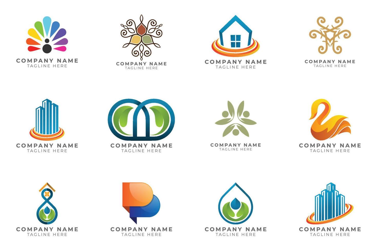 Logo set modern and creative branding idea collection for business company. vector
