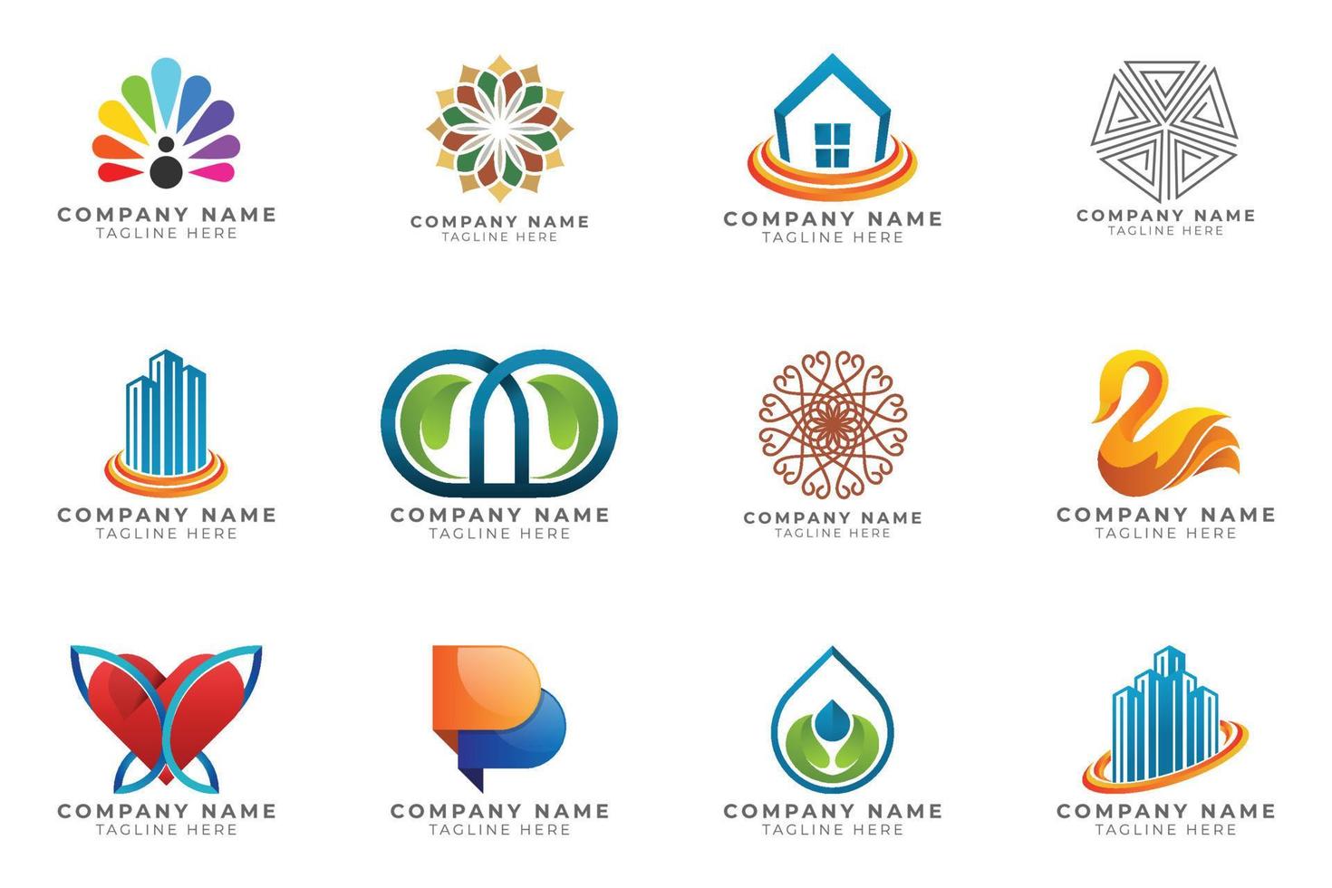 Logo set modern and creative branding idea collection for business company. vector