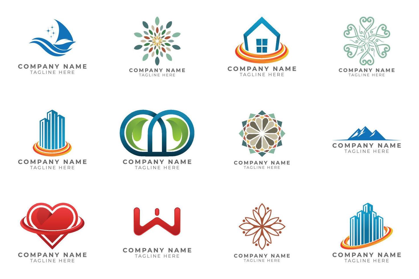 Logo set modern and creative branding idea collection for business company. vector