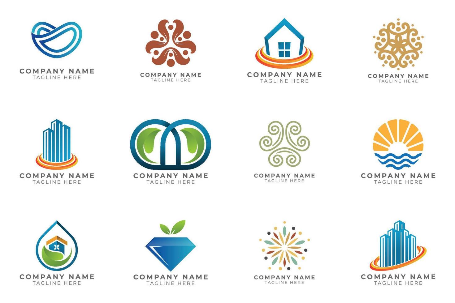 Logo set modern and creative branding idea collection for business company. vector