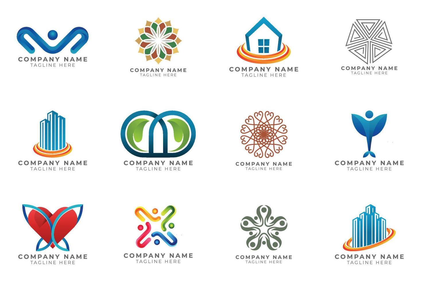 Logo set modern and creative branding idea collection for business company. vector