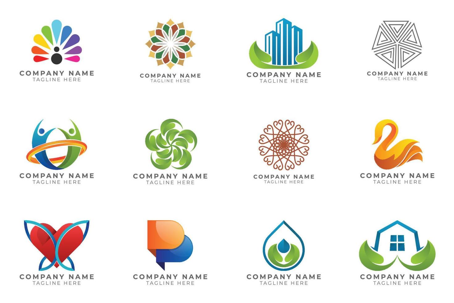 Logo set modern and creative branding idea collection for business company. vector