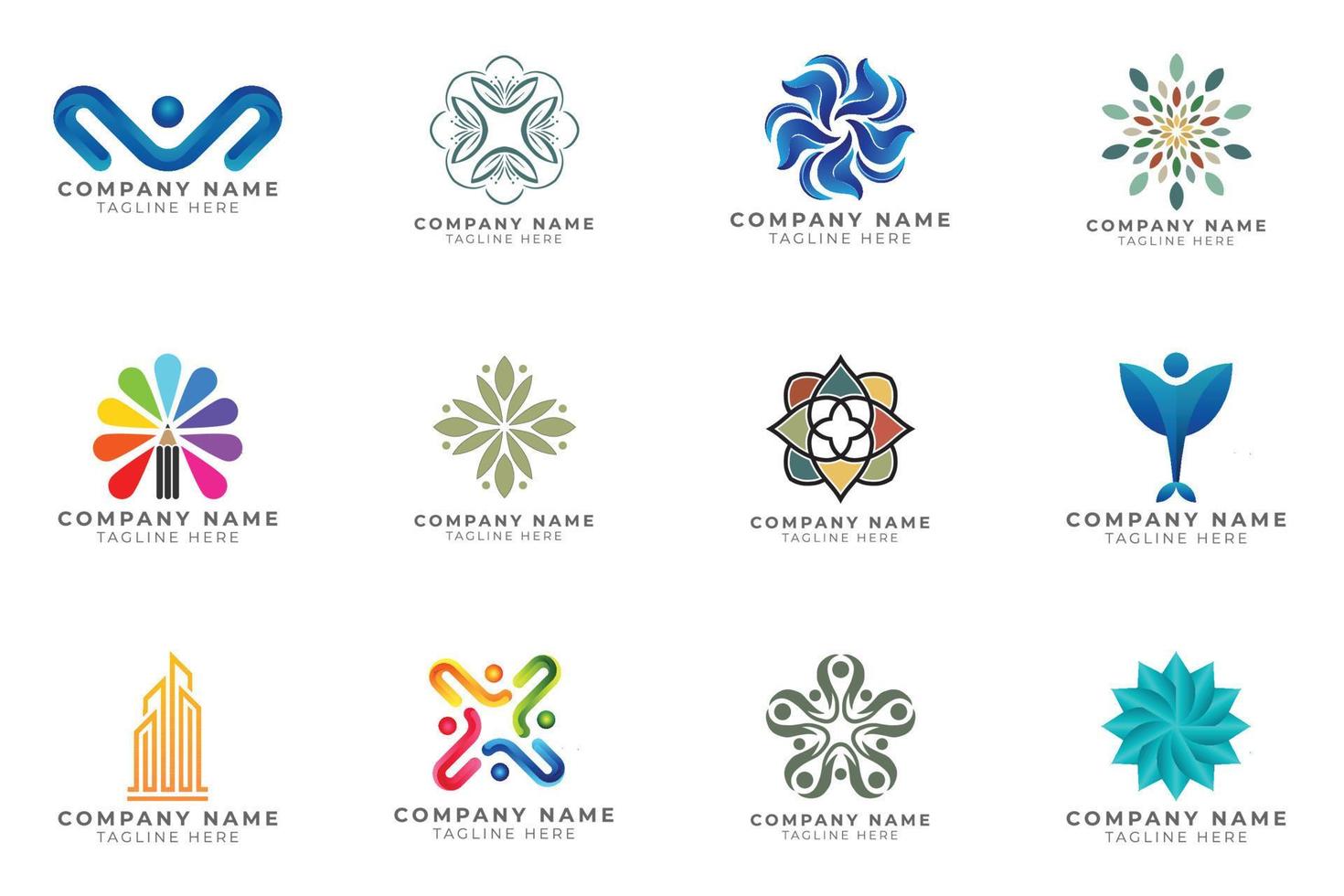 Logo set modern and creative branding idea collection for business company. vector