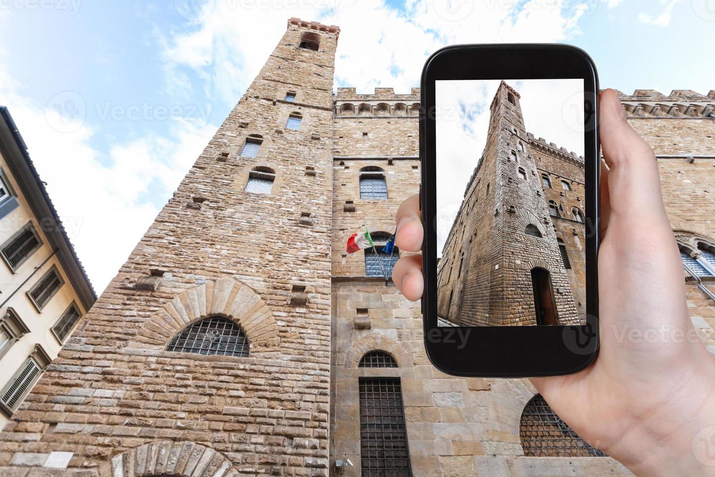 tourist photographs Bargello palace in Florence photo