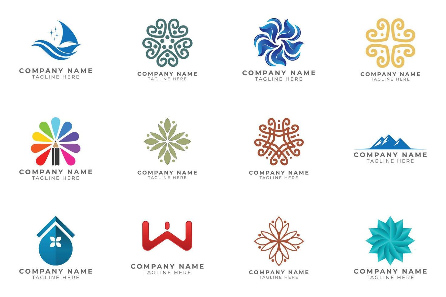 Logo set modern and creative branding idea collection for business company. vector