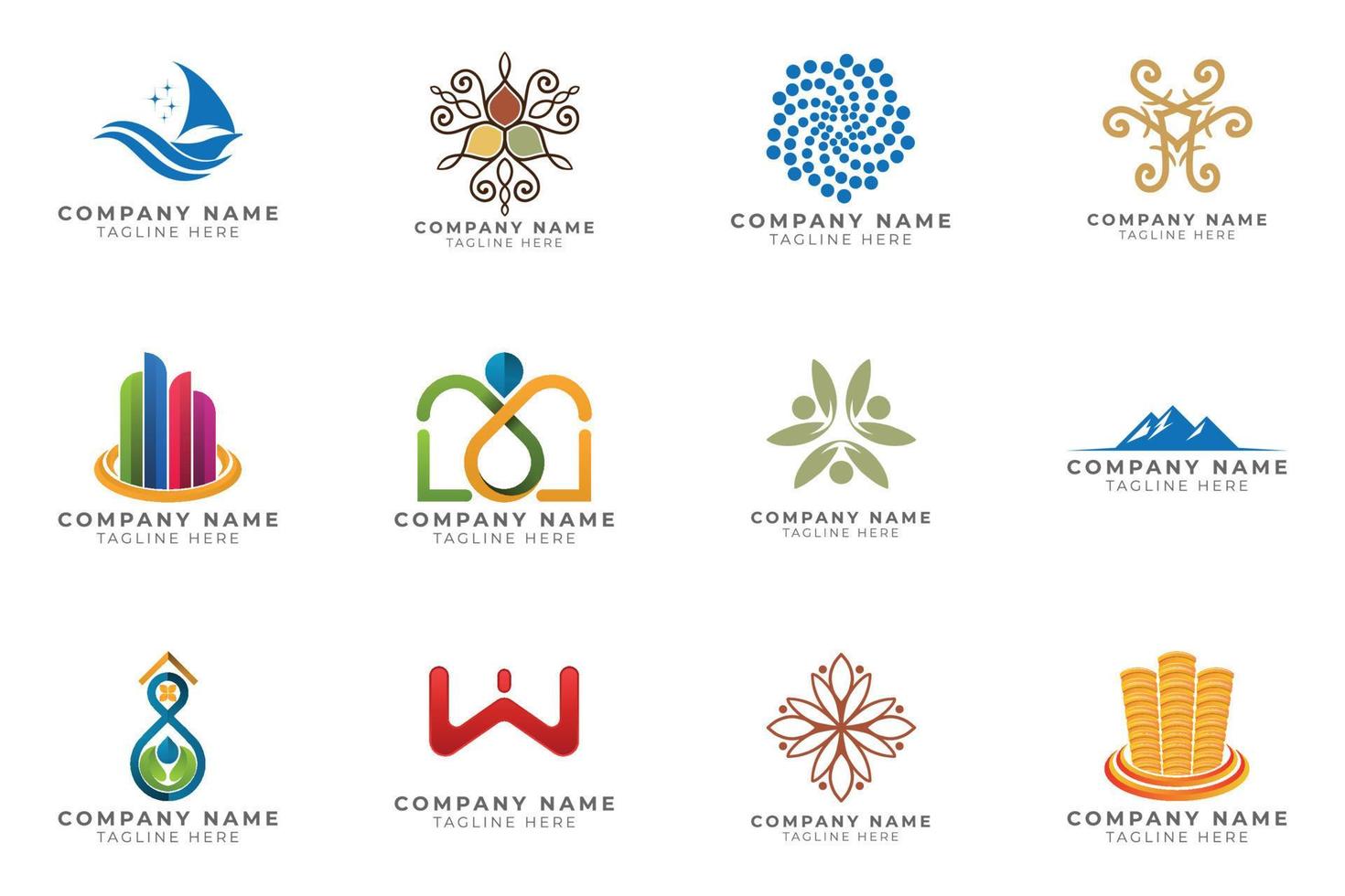 Logo set modern and creative branding idea collection for business company. vector