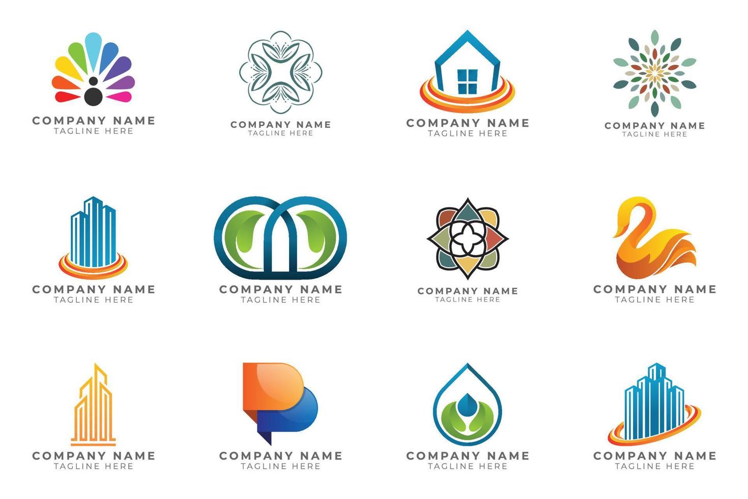 Logo set modern and creative branding idea collection for business company. vector