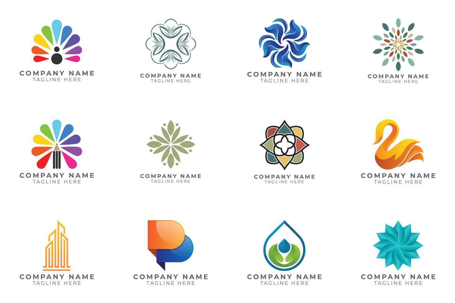 Logo set modern and creative branding idea collection for business company. vector