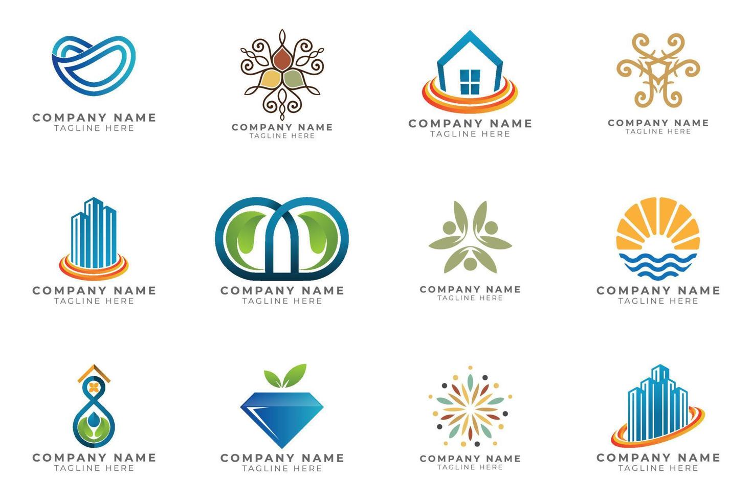 Logo set modern and creative branding idea collection for business company. vector