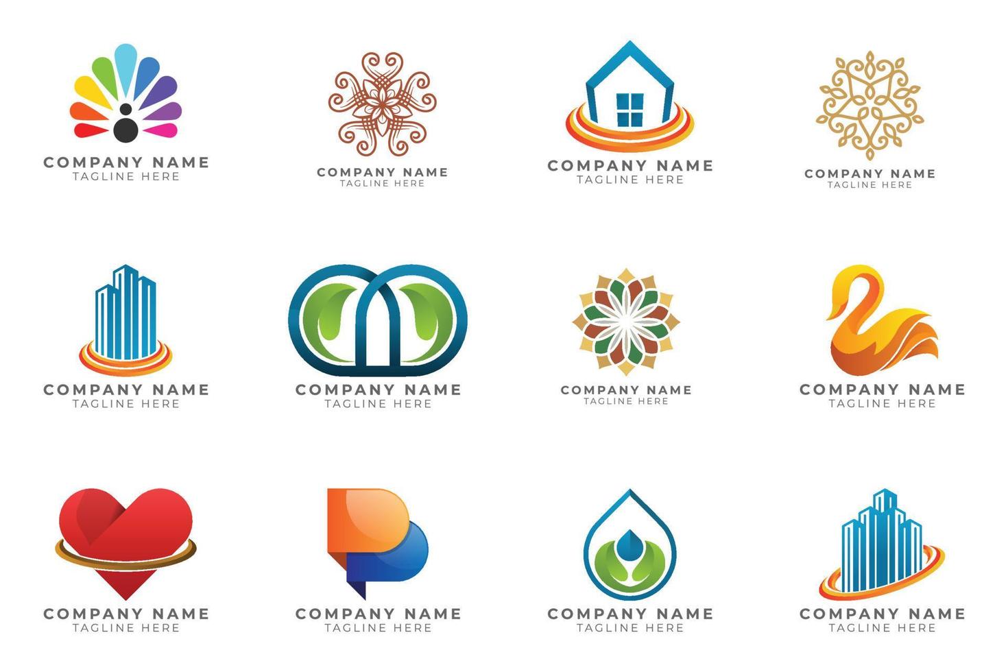 Logo set modern and creative branding idea collection for business company. vector