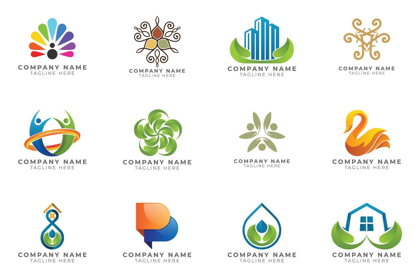 Logo set modern and creative branding idea collection for business company. vector