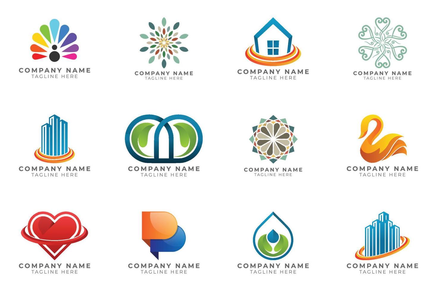 Logo set modern and creative branding idea collection for business company. vector