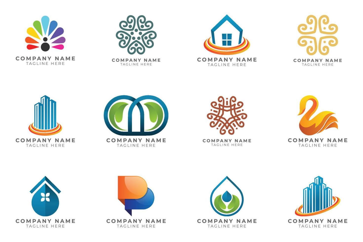 Logo set modern and creative branding idea collection for business company. vector