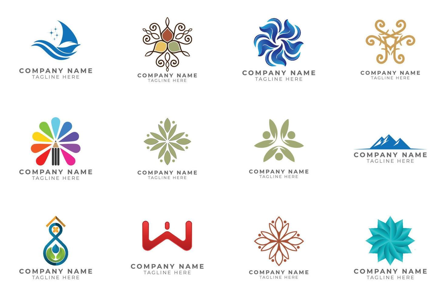 Logo set modern and creative branding idea collection for business company. vector