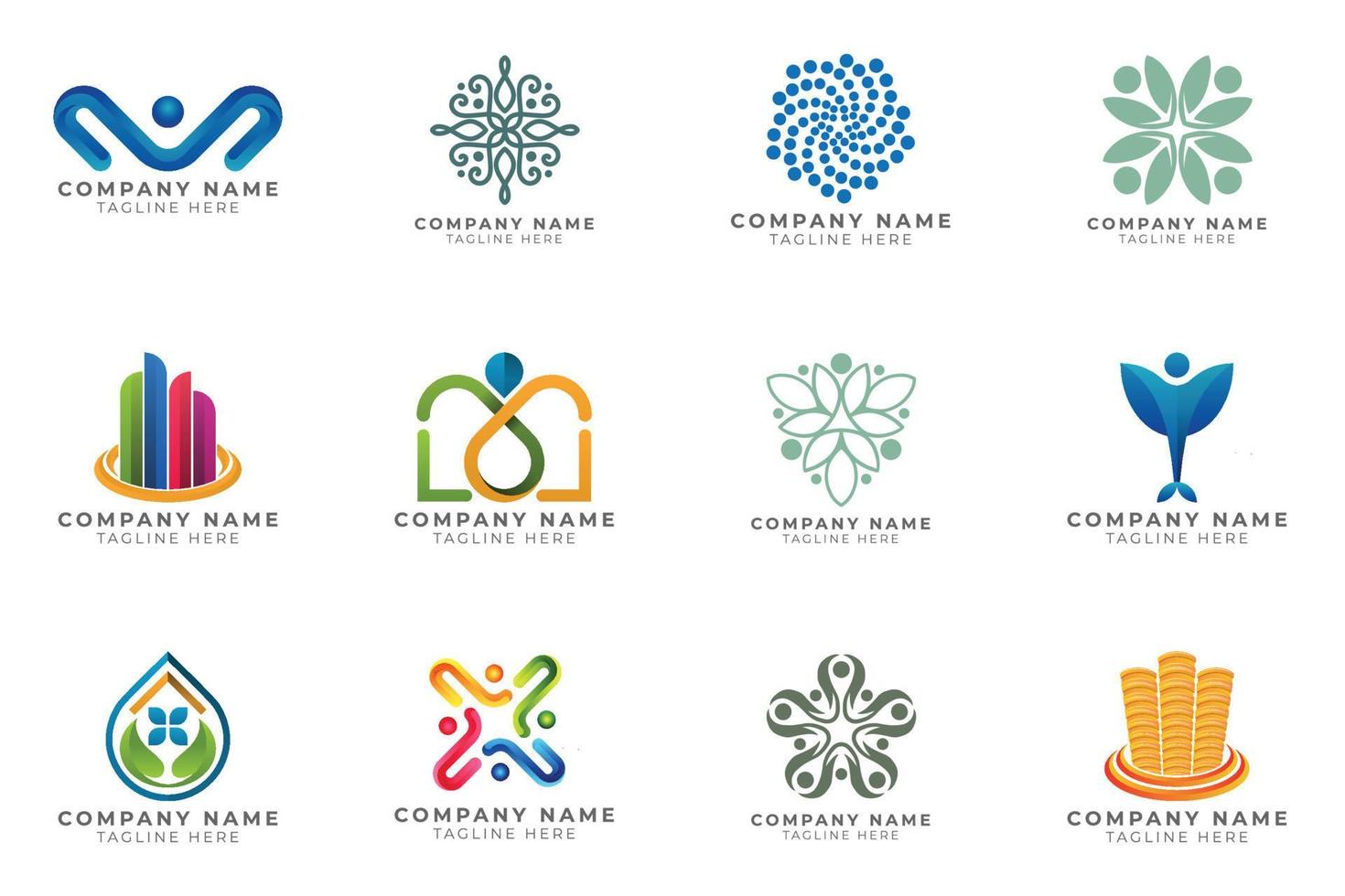 Logo set modern and creative branding idea collection for business company. vector