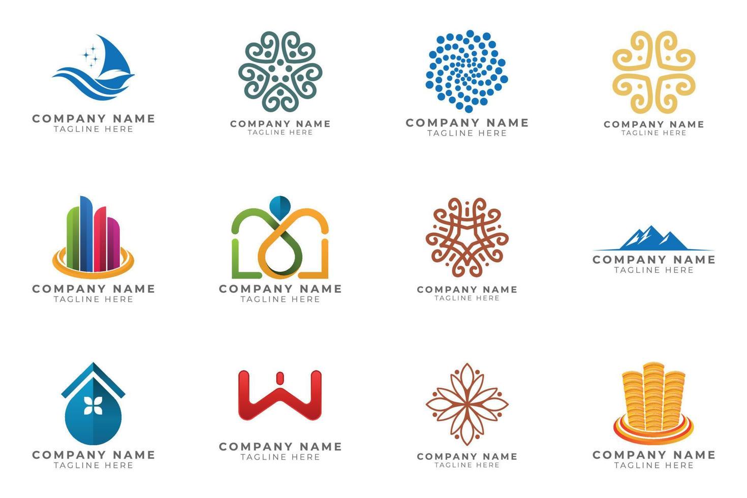 Logo set modern and creative branding idea collection for business company. vector