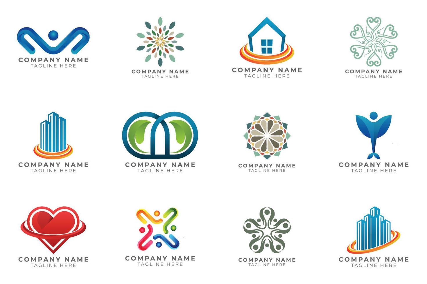 Logo set modern and creative branding idea collection for business company. vector