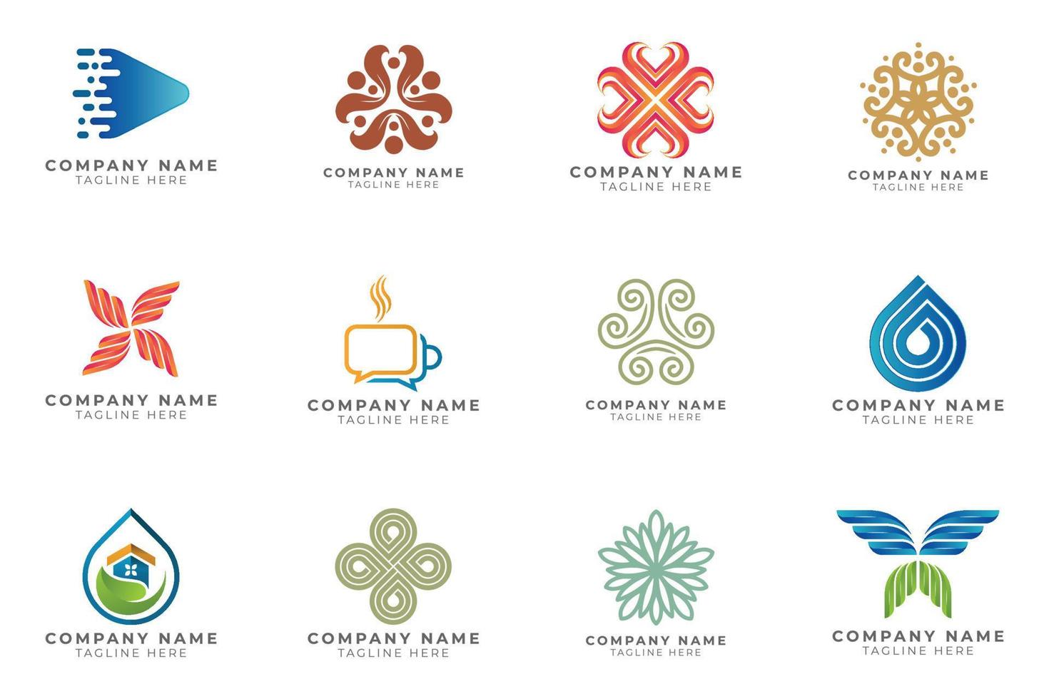 Logo set modern and creative branding idea collection for business company. vector