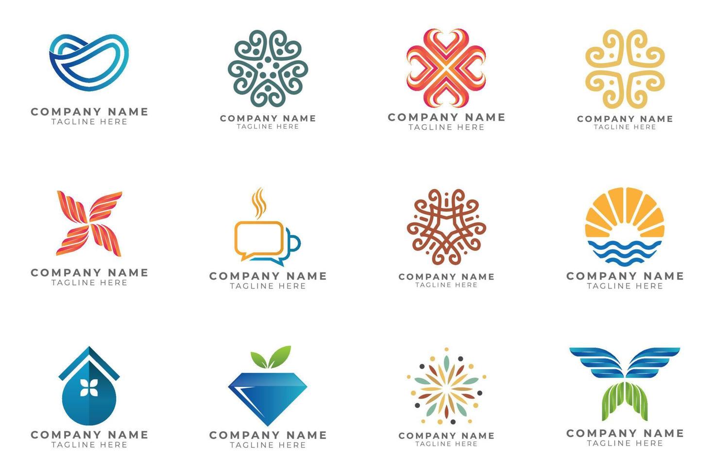 Logo set modern and creative branding idea collection for business company. vector