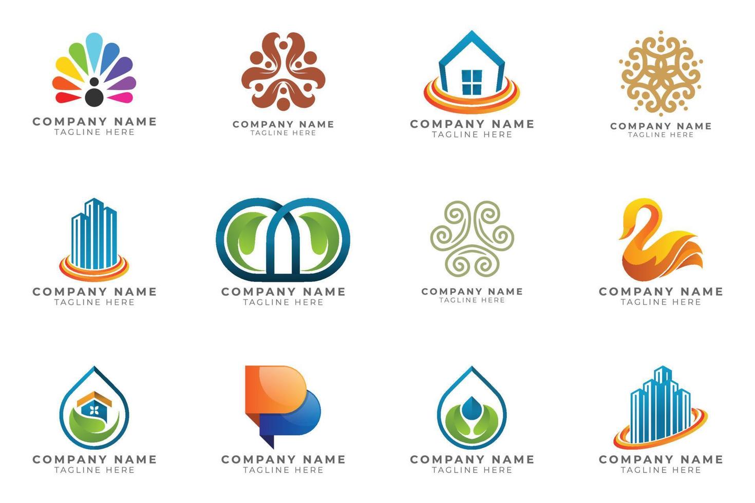 Logo set modern and creative branding idea collection for business company. vector